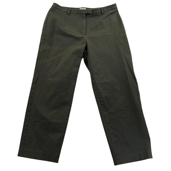 L.L. Bean Women's Dress Pants Size 12P Straight Leg Chino Flat Front Classic Oli - Picture 1 of 10